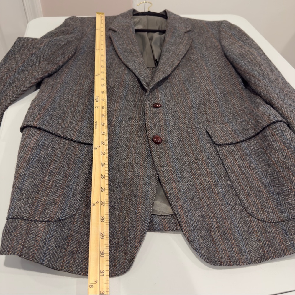 VTG Garfinckel’s Wool Blazer Sport Jacket Herringbone Gray Men Size 41 Old Money - Picture 11 of 13